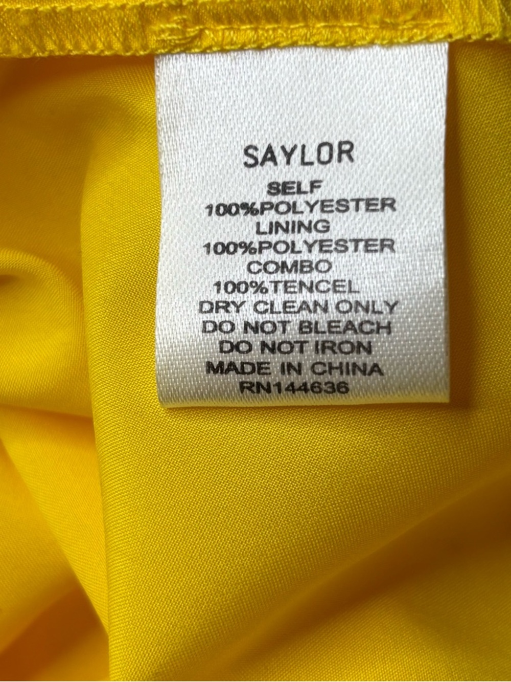 Saylor Leilani Yellow Lace Midi Dress Ruffle V Neck Cutout EUC S - Picture 8 of 13